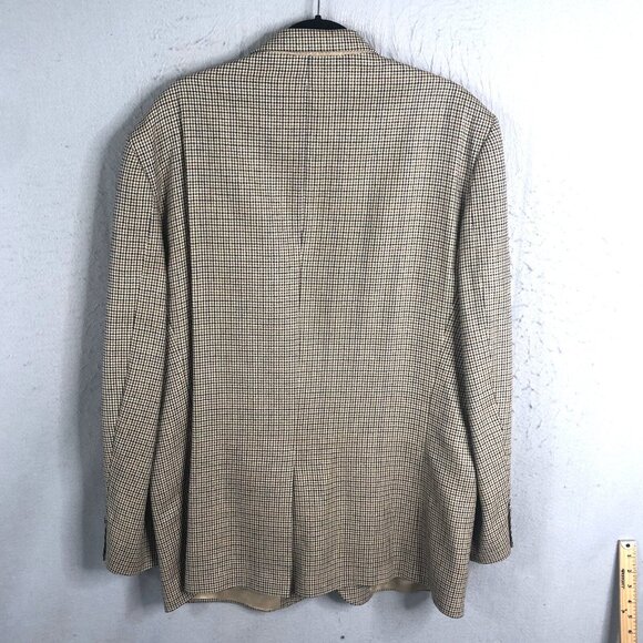 Eddie Bauer Blazer Men’s 46 Tall Brown Burgundy Houndstooth Silk Wool Jacket - Picture 2 of 16